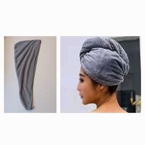 4/$40 New Gray Hair Towel - Head Wrap With Button